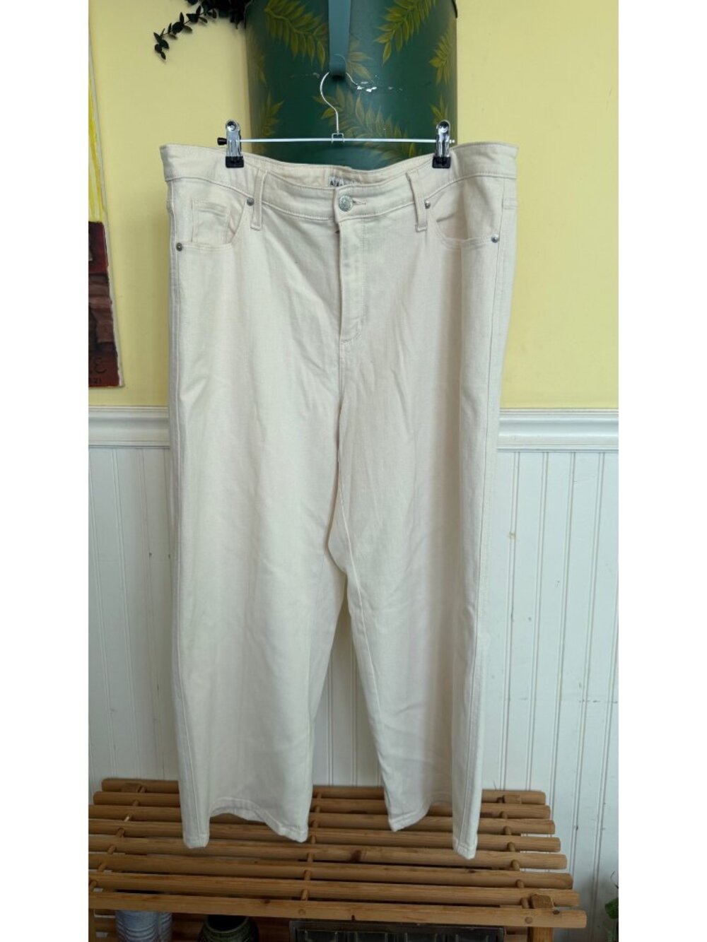 Ava & Viv Womens Beige Plus-Size Jeans 18W Cotton Blend Mid-Rise Straight-Leg 5-